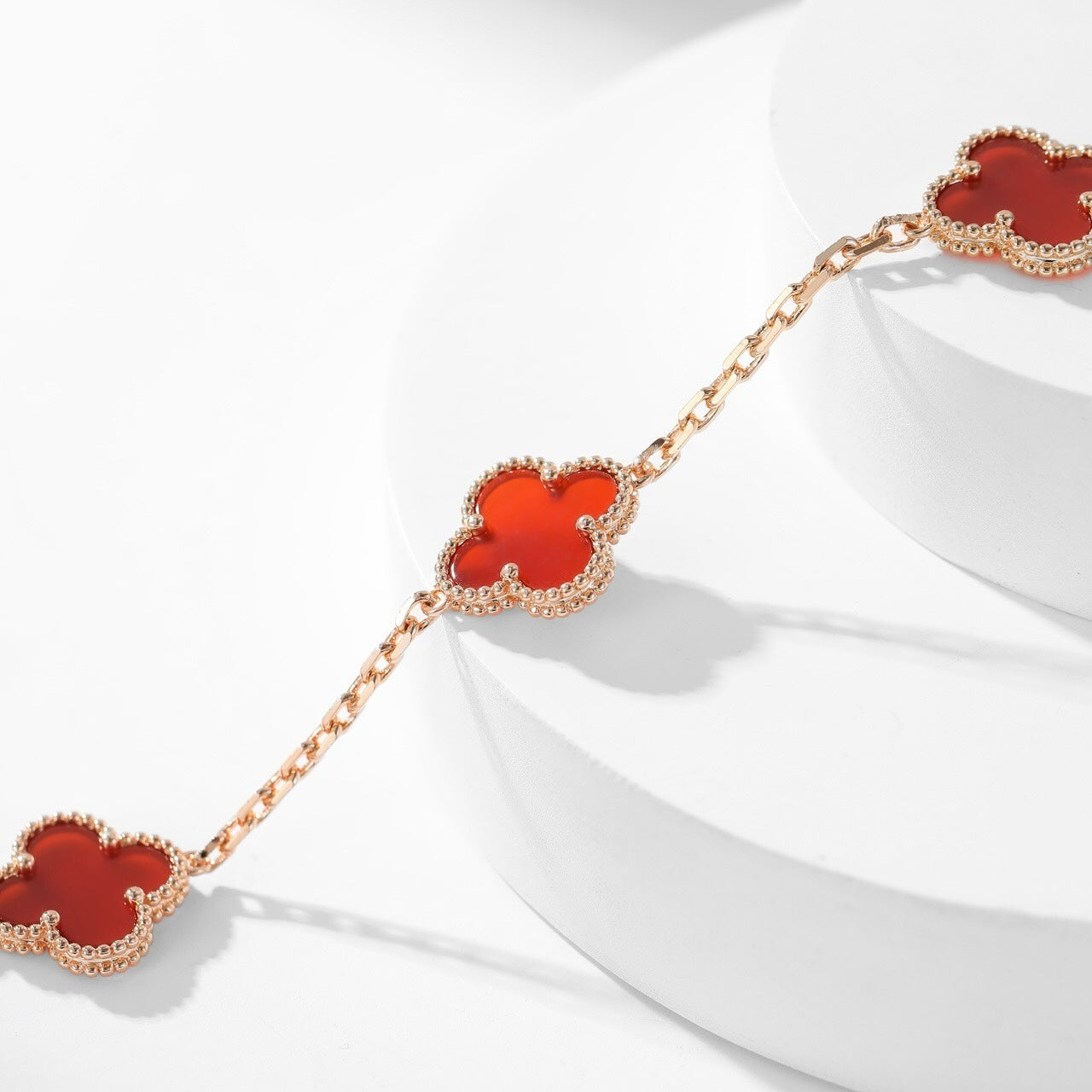 [Luxe Jewelry]CLOVERS THE  10-MOTIFS CARNELIAN NECKLACE