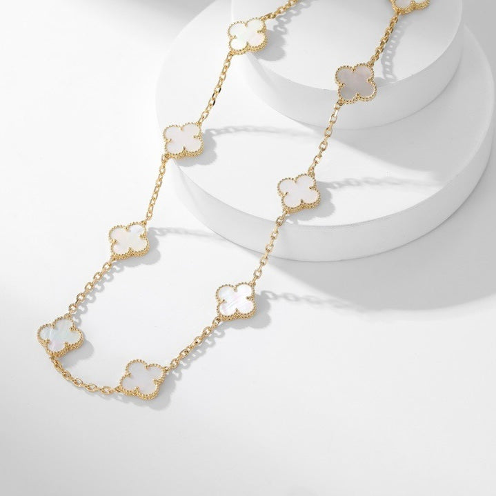 [Luxe Jewelry]CLOVERS THE 10-MOTIFS WHITE MOTHER OF PEARL NECKLACE
