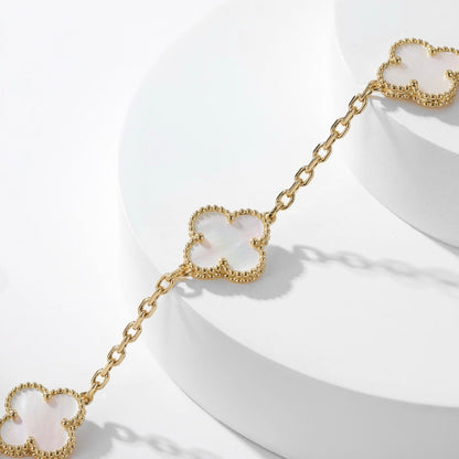 [Luxe Jewelry]CLOVERS THE 10-MOTIFS WHITE MOTHER OF PEARL NECKLACE
