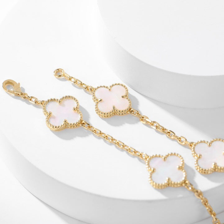 [Luxe Jewelry]CLOVERS THE 10-MOTIFS WHITE MOTHER OF PEARL NECKLACE