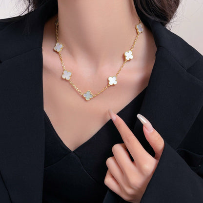 [Luxe Jewelry]CLOVERS THE 10-MOTIFS WHITE MOTHER OF PEARL NECKLACE