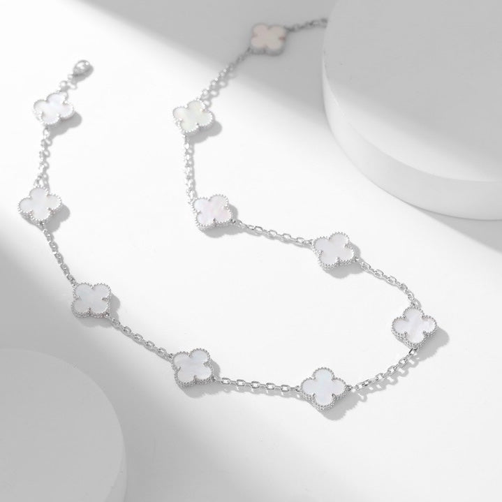 [Luxe Jewelry]CLOVERS THE 10-MOTIFS WHITE MOTHER OF PEARL NECKLACE