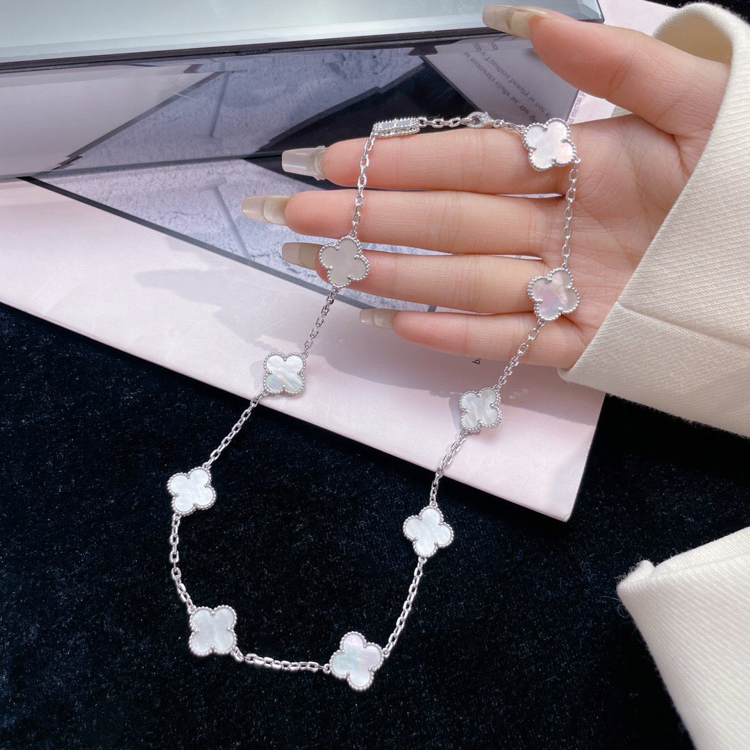 [Luxe Jewelry]CLOVERS THE 10-MOTIFS WHITE MOTHER OF PEARL NECKLACE