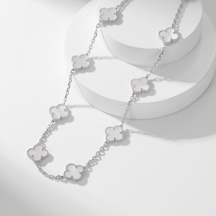 [Luxe Jewelry]CLOVERS THE 10-MOTIFS WHITE MOTHER OF PEARL NECKLACE