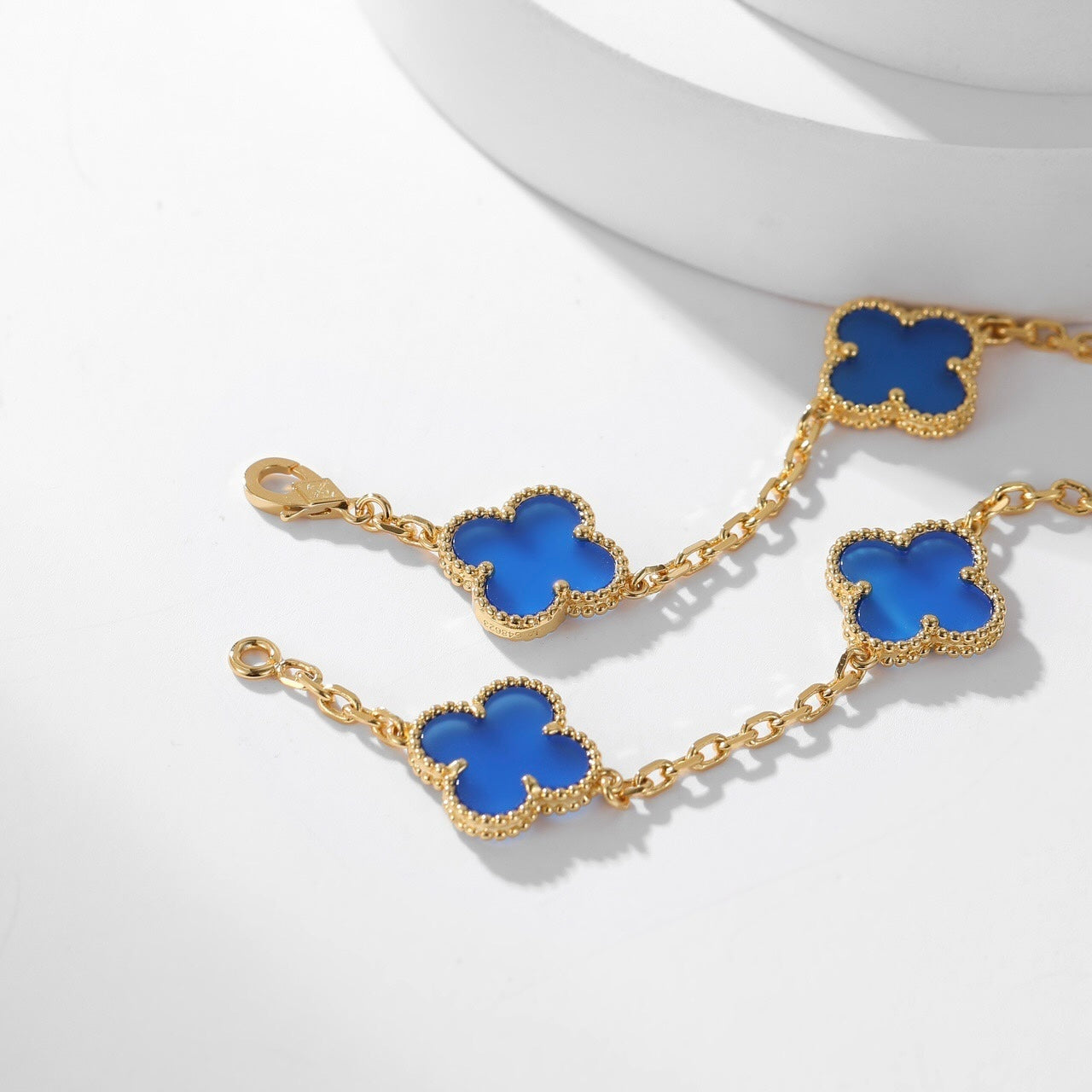 [Luxe Jewelry]CLOVERS THE 10-MOTIFS BLUE AGATE NECKLACE