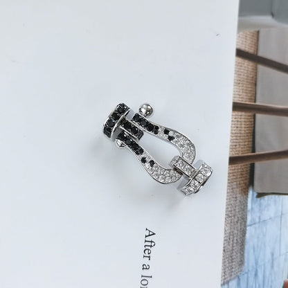 [Luxe Jewelry]FORCE LARGE HORSESHOE BLACK WHITE DIAMOND BRACELET ROSE GOLD