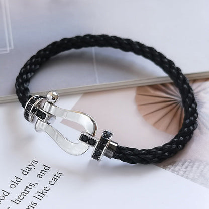 [Luxe Jewelry]FORCE LARGE HORSESHOE BLACK DIAMOND BRACELET SILVER