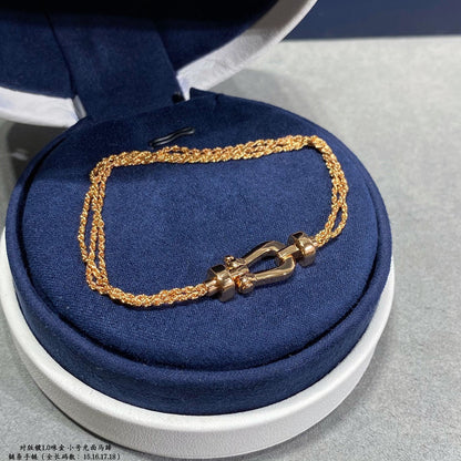 [Luxe Jewelry]FORCE SMALL HORSESHOE  DIAMOND CHAIN ROPE BRACELET
