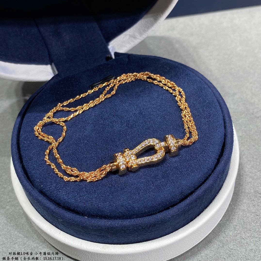 [Luxe Jewelry]FORCE SMALL HORSESHOE  DIAMOND CHAIN ROPE BRACELET