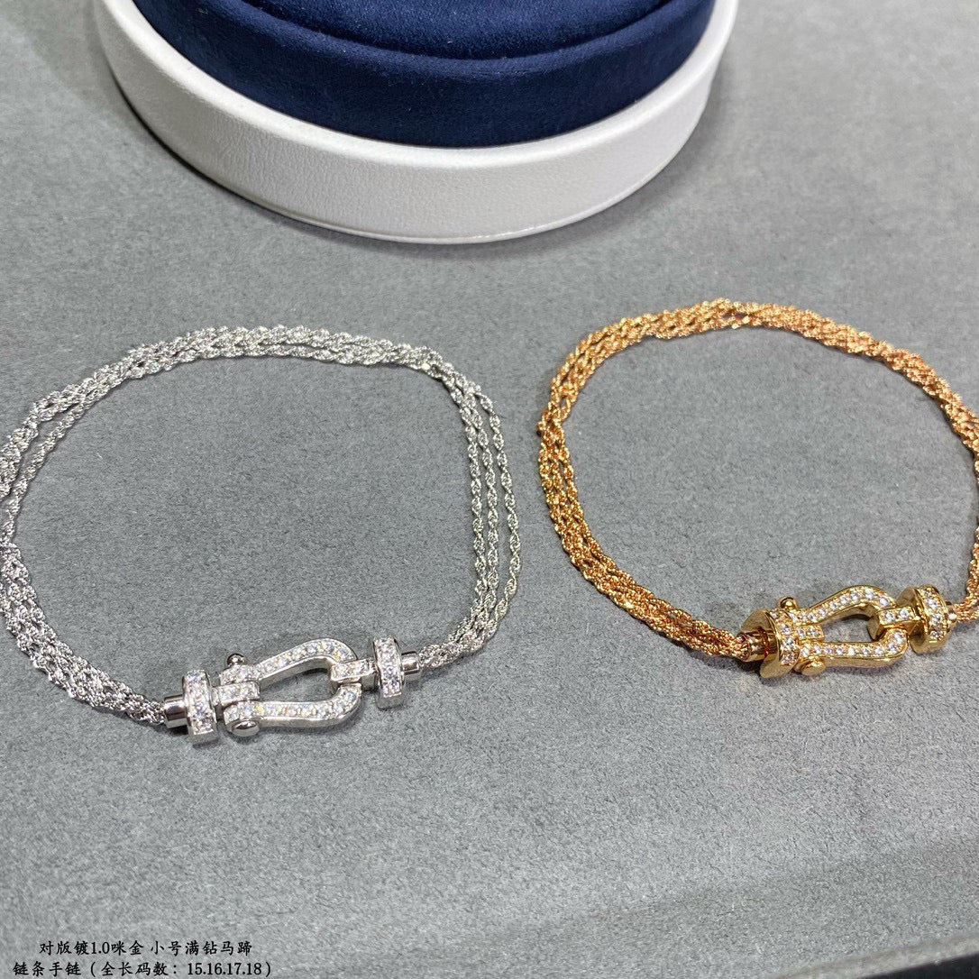[Luxe Jewelry]FORCE SMALL HORSESHOE  DIAMOND CHAIN ROPE BRACELET