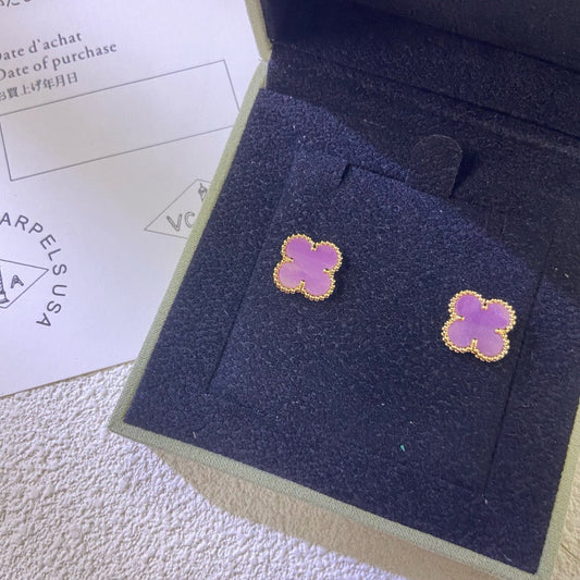 [Luxe Jewelry]CLOVER MINI 9.5MM  PURPLE VIOLET EARRINGS