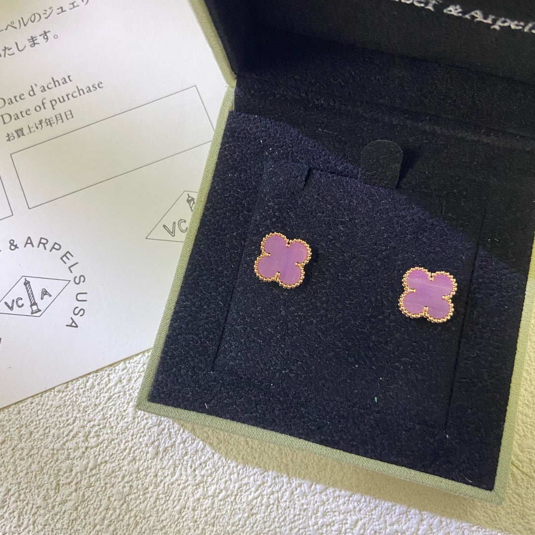 [Luxe Jewelry]CLOVER MINI 9.5MM  PURPLE VIOLET EARRINGS