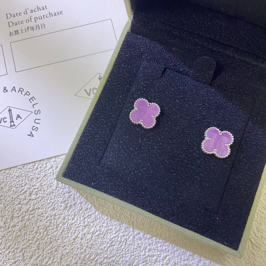 [Luxe Jewelry]CLOVER MINI 9.5MM  PURPLE VIOLET EARRINGS