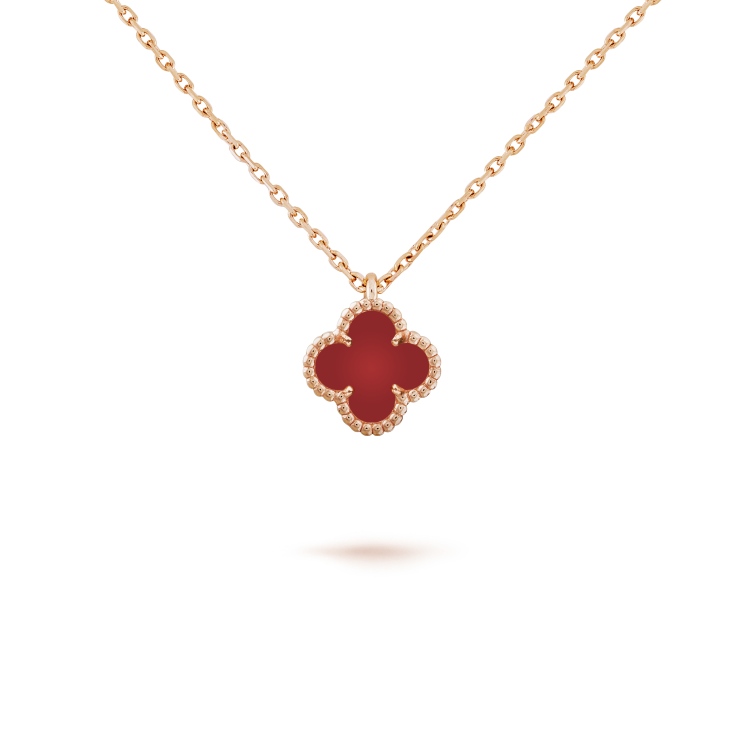 [Luxe Jewelry]CLOVER MINI 9.5MM WHITE CARNELIANS NECKLACE