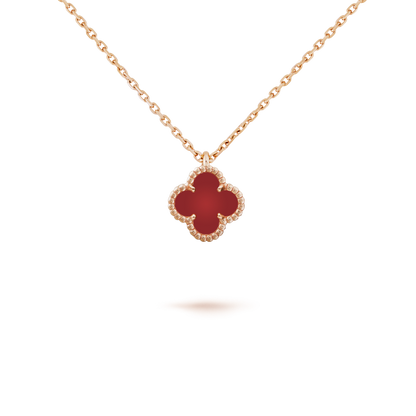 [Luxe Jewelry]CLOVER MINI 9.5MM WHITE CARNELIANS NECKLACE