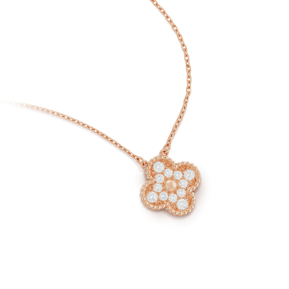 [Luxe Jewelry]CLOVER 15MM DIAMOND SINGLE FLOWER NECKLACE