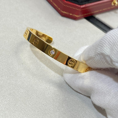 [Luxe Jewelry]LOVE BRACELET 6.1MM 1 DIAMOND OPEN CUFF