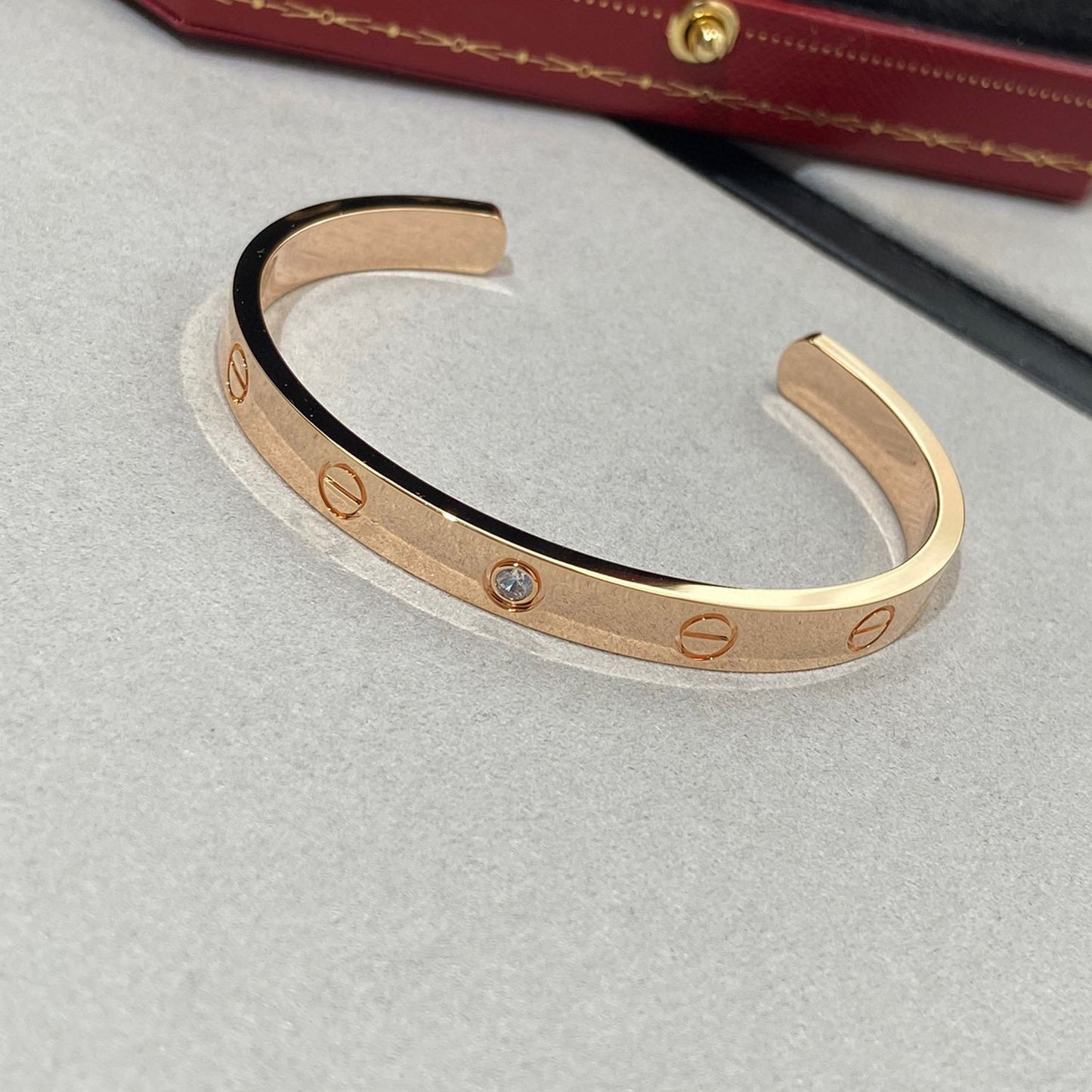 [Luxe Jewelry]LOVE BRACELET 6.1MM 1 DIAMOND OPEN CUFF