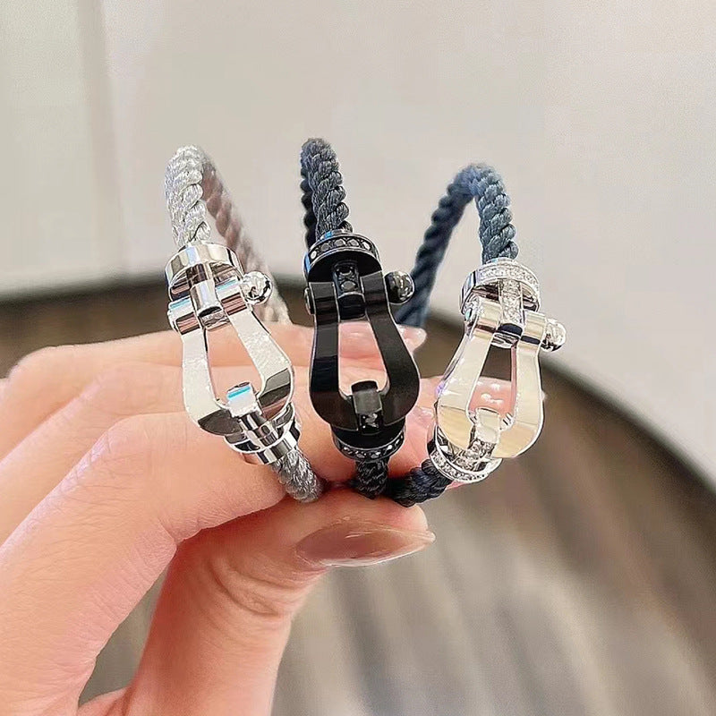 [Luxe Jewelry]FORCE LARGE HORSESHOE FULL DIAMOND BRACELET ROSE GOLD