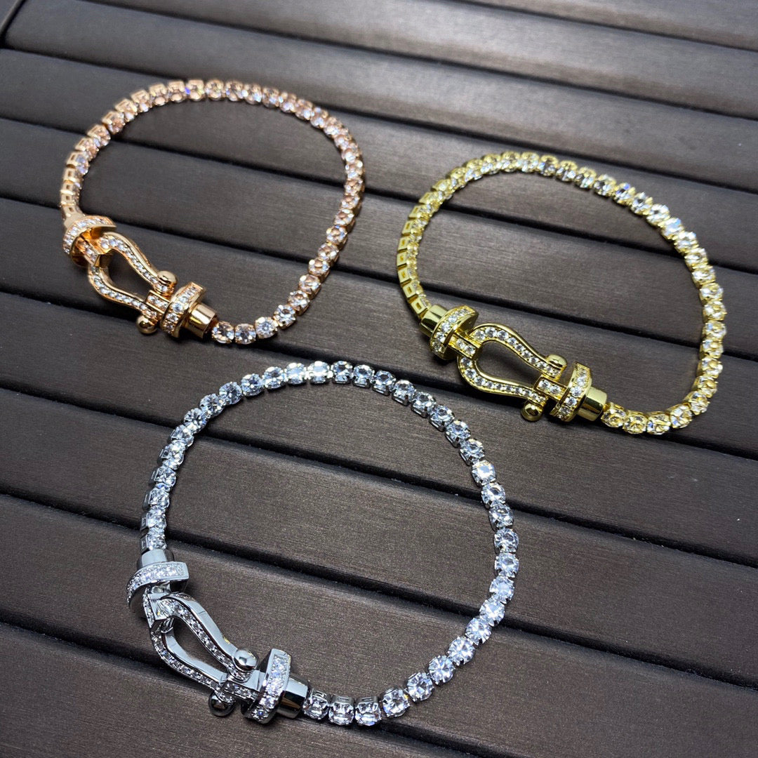 [Luxe Jewelry]FORCE  LARGE HORSESHOE FULL DIAMOND TENNIS BRACELET
