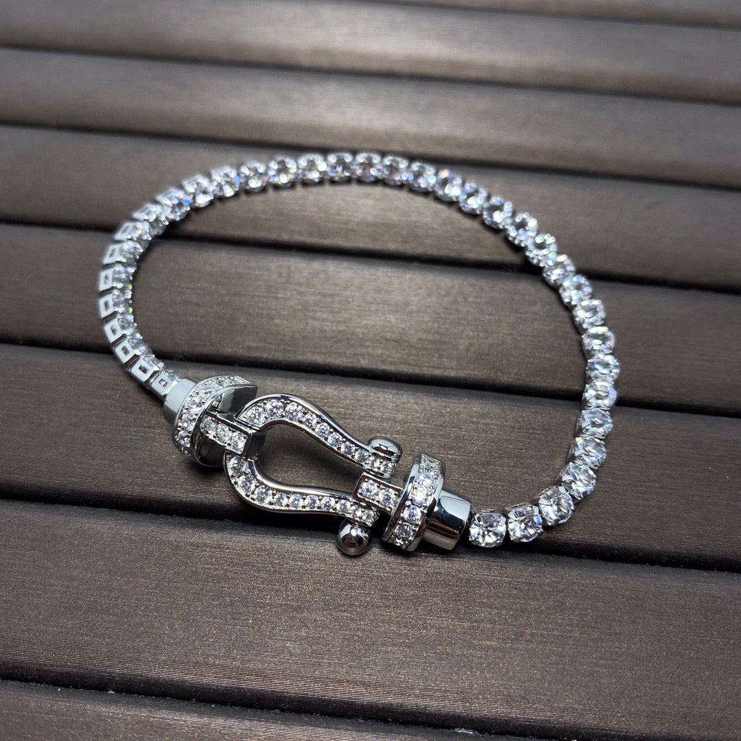 [Luxe Jewelry]FORCE  LARGE HORSESHOE FULL DIAMOND TENNIS BRACELET