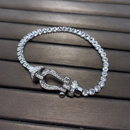[Luxe Jewelry]FORCE  LARGE HORSESHOE FULL DIAMOND TENNIS BRACELET