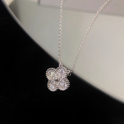 [Luxe Jewelry]CLOVER 15MM DIAMOND SINGLE FLOWER NECKLACE