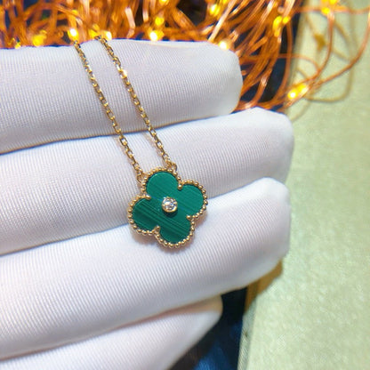 [Luxe Jewelry]CLOVER 15MM DIAMOND TURQUOISE NECKLACE
