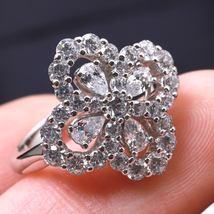 [Luxe Jewelry]LOOP RING FULL MOTIF DIAMOND 16MM SILVE