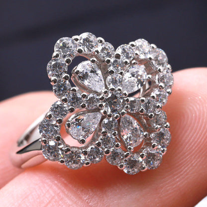 [Luxe Jewelry]LOOP RING FULL MOTIF DIAMOND 16MM SILVE