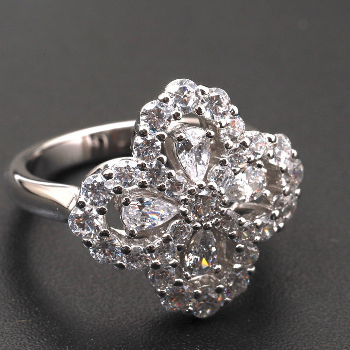 [Luxe Jewelry]LOOP RING FULL MOTIF DIAMOND 16MM SILVE