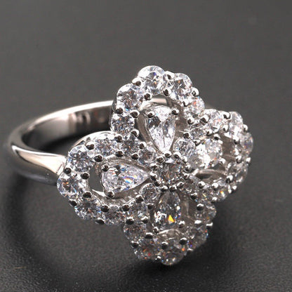 [Luxe Jewelry]LOOP RING FULL MOTIF DIAMOND 16MM SILVE