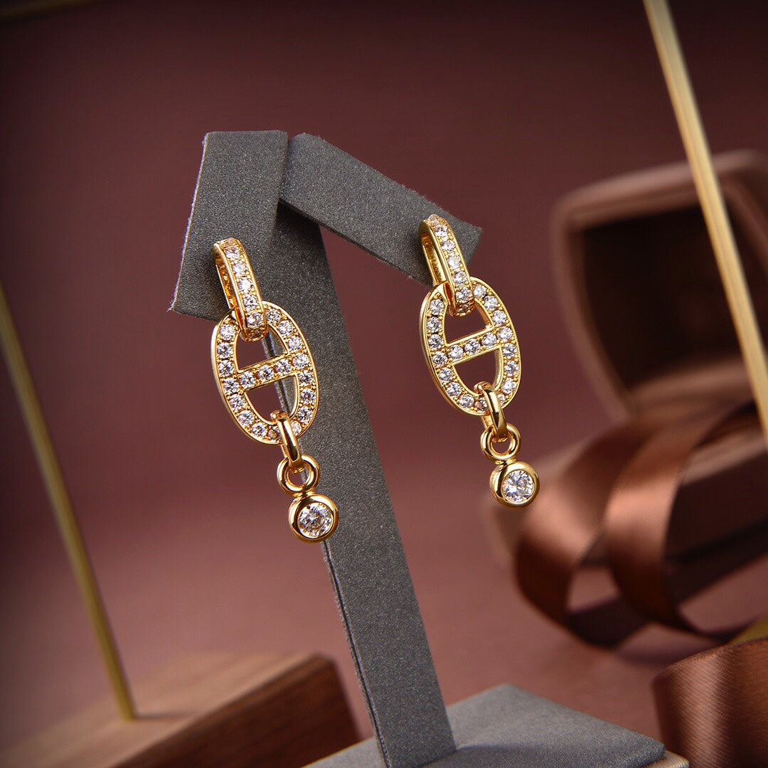 [Luxe Jewelry]HM CHAINE DIAMOND EARRINGS