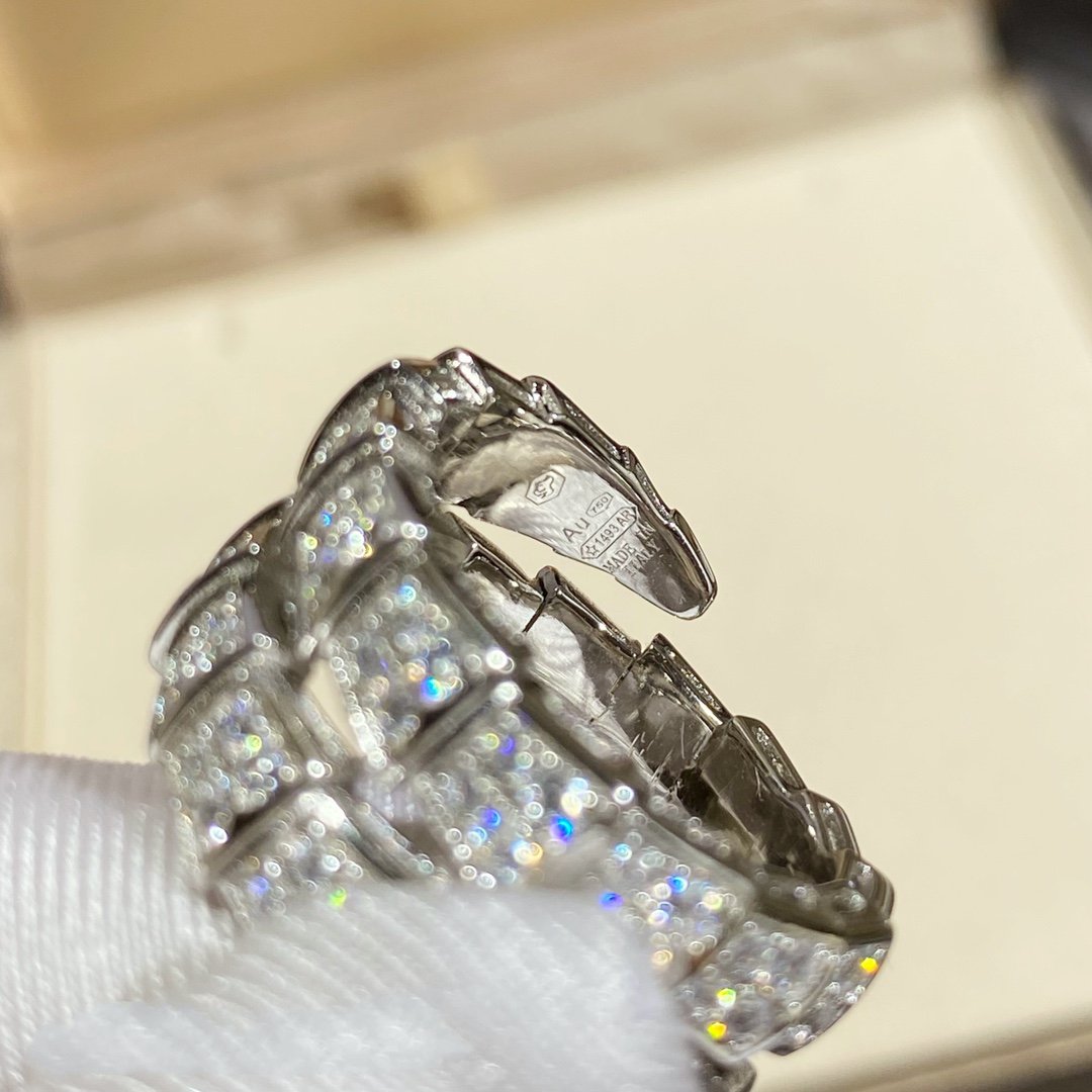 [Luxe Jewelry]SERPENTI DOUBLE RING SILVER DIAMOND PAVED