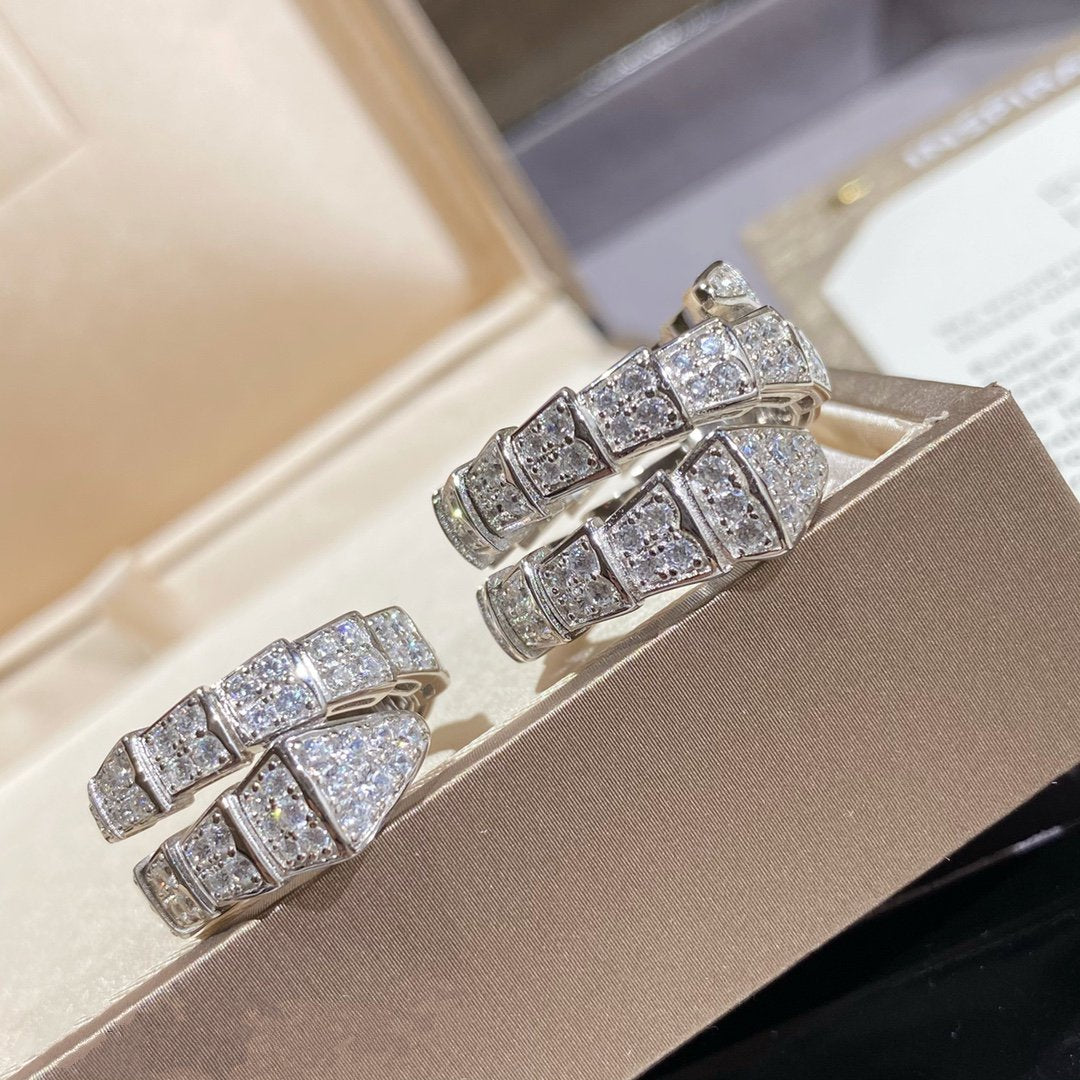 [Luxe Jewelry]SERPENTI DOUBLE RING SILVER DIAMOND PAVED