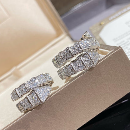 [Luxe Jewelry]SERPENTI DOUBLE RING SILVER DIAMOND PAVED