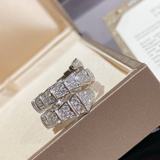 [Luxe Jewelry]SERPENTI DOUBLE RING SILVER DIAMOND PAVED