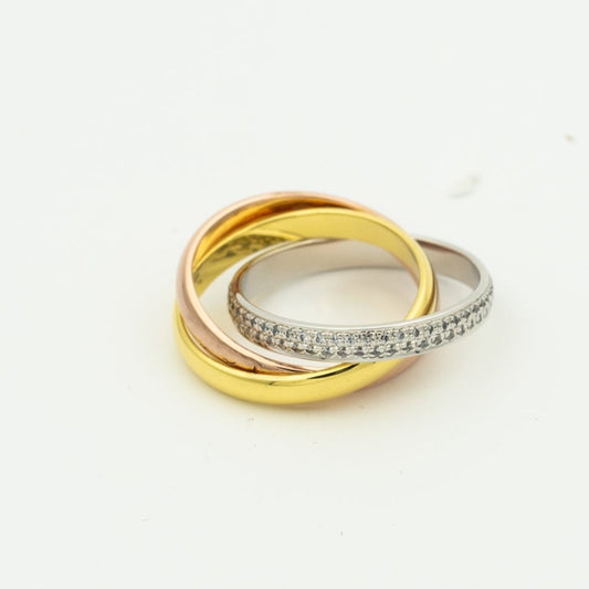 [Luxe Jewelry]TRINITY RING GOLD PINK GOLD SILVER DIAMONDS