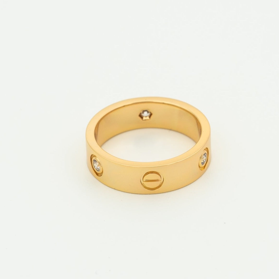 [Luxe Jewelry]LOVE RING 5.5MM 3 DIAMONDS PINK GOLD