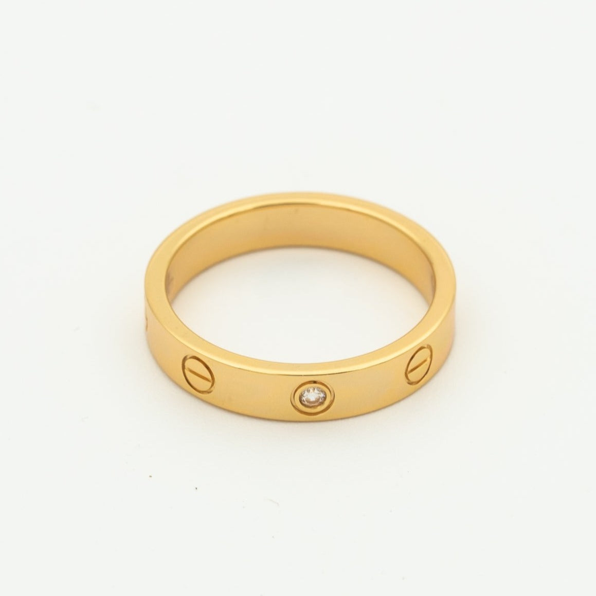 [Luxe Jewelry]LOVE RING 4MM 1 DIAMOND PINK GOLD