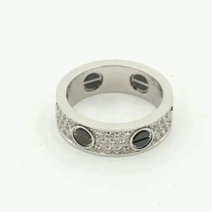 [Luxe Jewelry]LOVE RING 5.5MM DIAMONDS PAVED CERAMIC