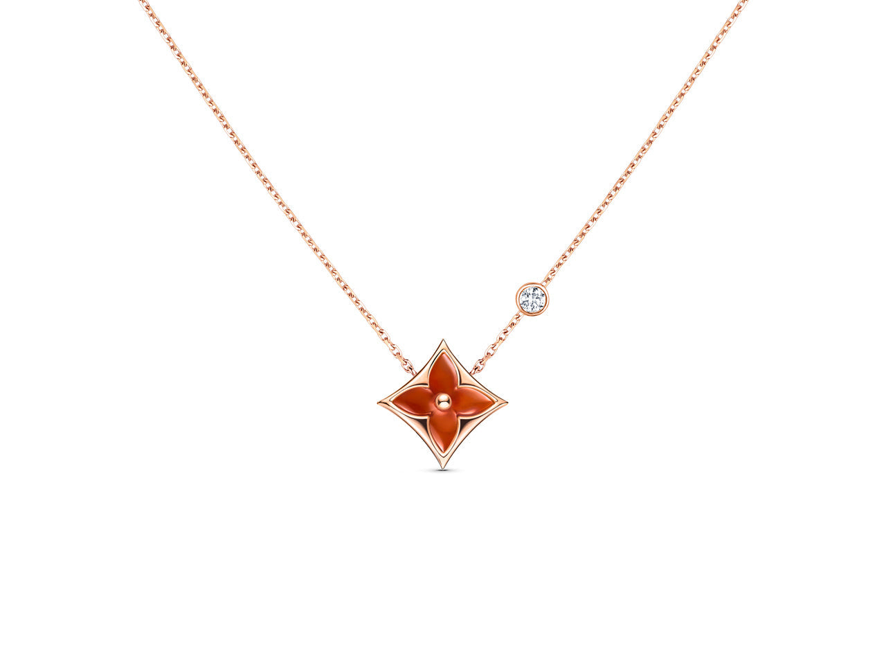 [Luxe Jewelry]STAR NECKLACE PINK GOLD 1 DIAMOND