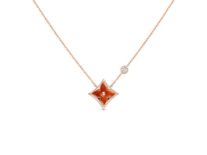 [Luxe Jewelry]STAR NECKLACE PINK GOLD 1 DIAMOND