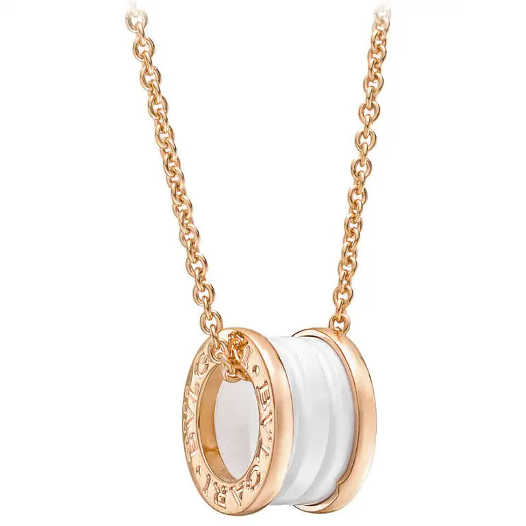 [Luxe Jewelry]ZERO 1 WHITE CERAMIC PINK GOLD DIAMOND NECKLACE