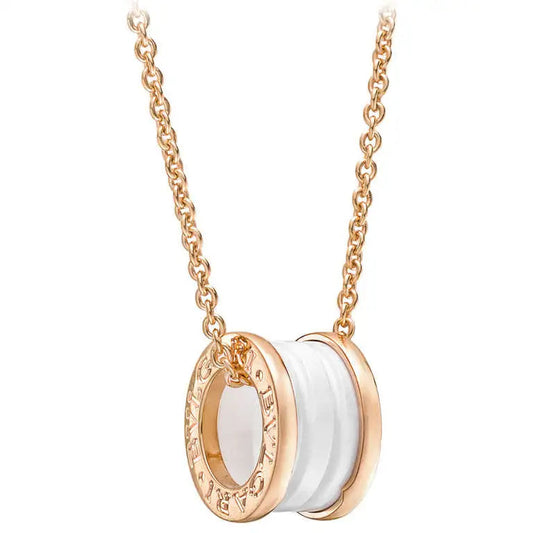 [Luxe Jewelry]ZERO 1 WHITE CERAMIC PINK GOLD DIAMOND NECKLACE
