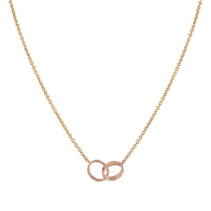 [Luxe Jewelry]LOVE NECKLACE DOUBLE RING PINK GOLD