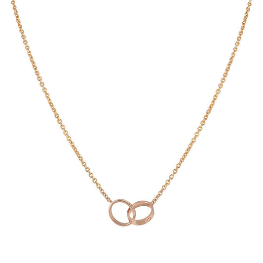 [Luxe Jewelry]LOVE NECKLACE DOUBLE RING PINK GOLD