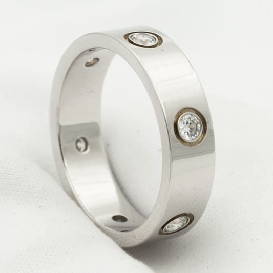[Luxe Jewelry]LOVE RING 5.5MM 6 DIAMONDS SILVER
