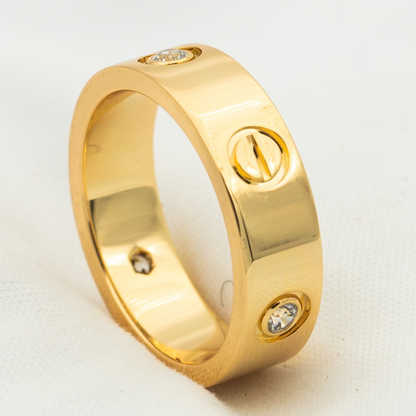 [Luxe Jewelry]LOVE RING 5.5MM 3 DIAMONDS PINK GOLD