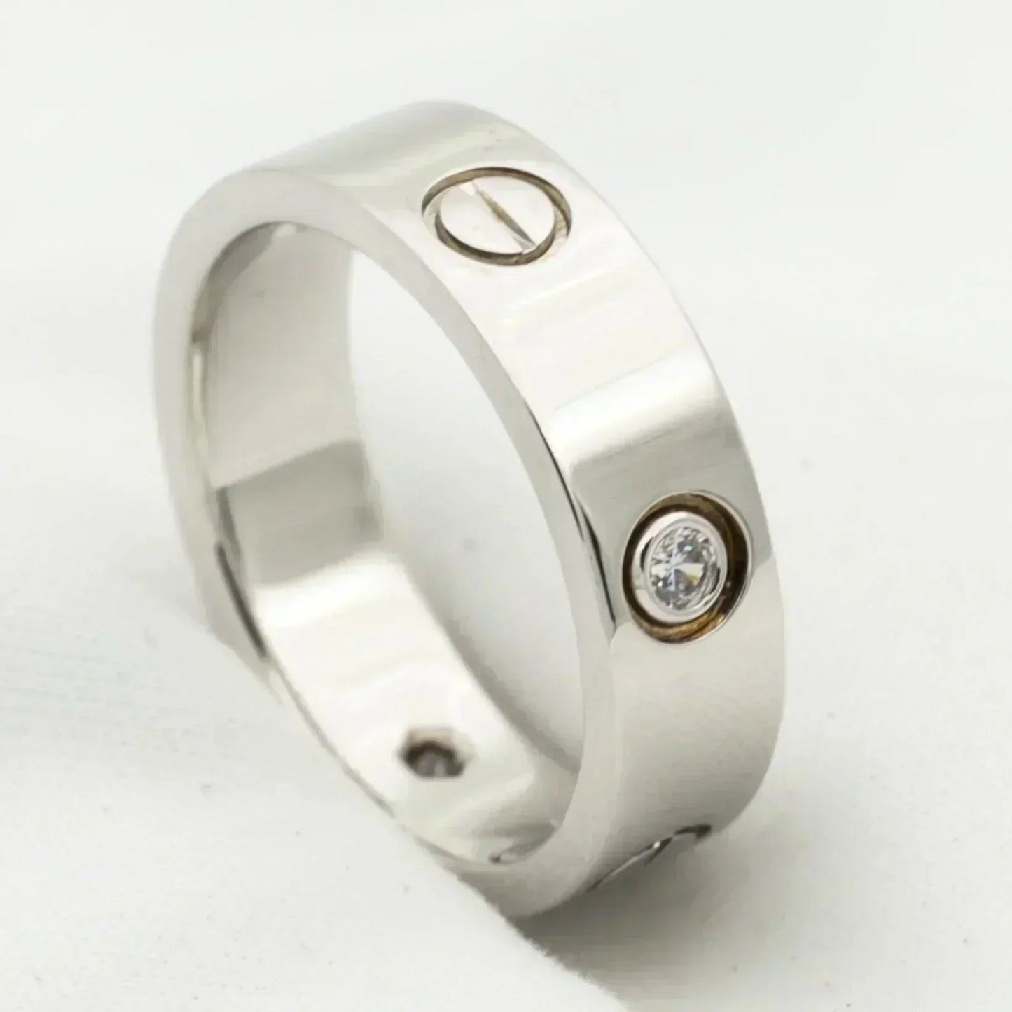 [Luxe Jewelry]LOVE RING 5.5MM 3 DIAMONDS SILVER